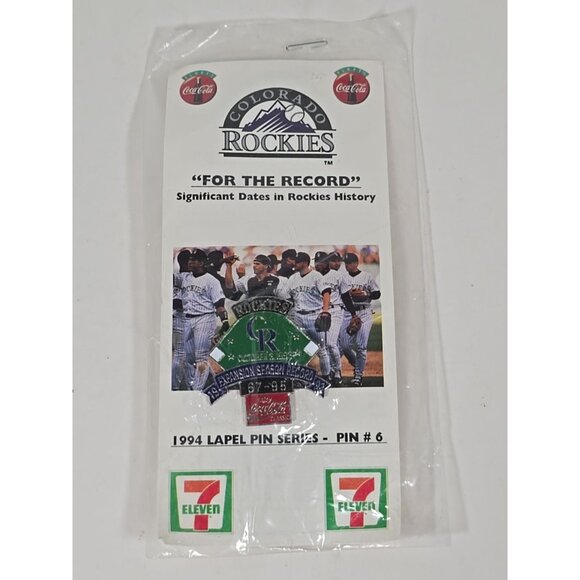 Colorado Rockies 1994 Lapel Pin Series #6 7-Eleven Exclusive "For The Record" - Picture 1 of 3